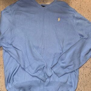 Ralph Lauren Men's Light Blue V-Neck Sweater